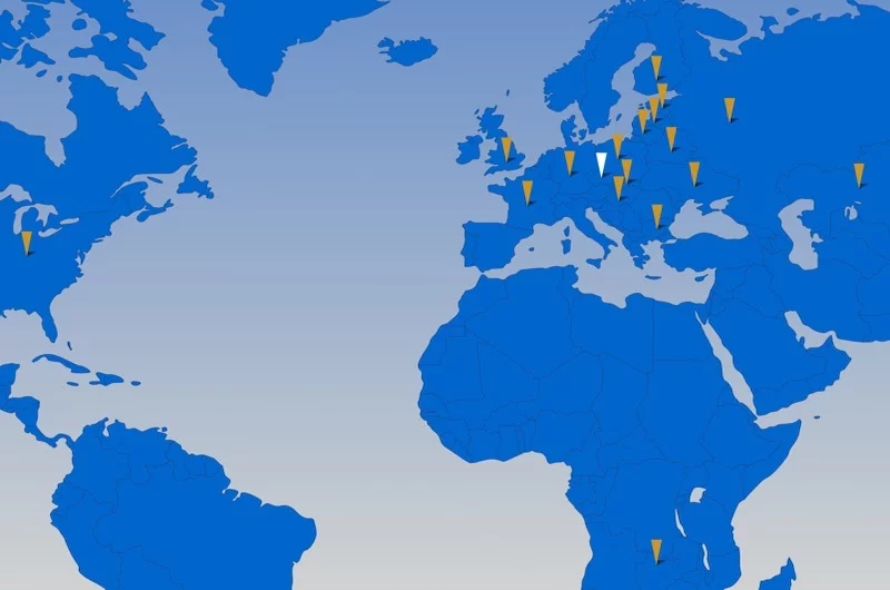 World map of representatives JK Machinery